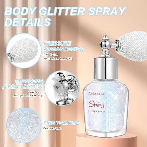 Hair and Body Glitter Spray, Shimmering Powder Sparkle Powder Makeup, Glitter Loose Sparkle Makeup for Body Highlighter,Festival Prom Rave Accessories (Sparkling Pink) thumbnail 6