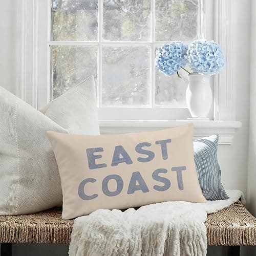 Wheatwin Blue Coastal Throw Pillow Cover 12x20, Coastal Room Decor, Blue Dorm Decor, Coastal Preppy Trendy Retro East Coast Coquette Decor for Girls Room College Sofa Couch thumbnail 4
