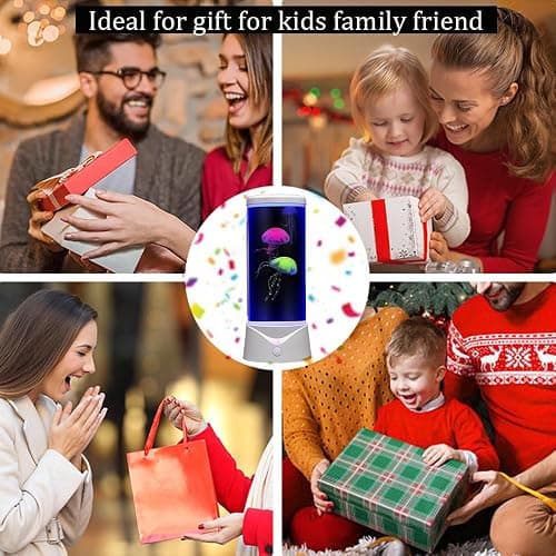 BiKiBao Jellyfish Lamp 9 Color Changing 2 Mode Portabe Jelly Fish Night Light LED Mood Lamp Home Decor for Room Office Night Light Liquid Motion Lamp Ideal Gift for Kids (White) thumbnail 3