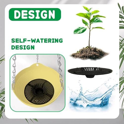 Srmayyi 8 Pack 8 Inch Plastic Self Watering Hanging Planters,Colorful Hanging Basket Planter with Drainer and Metal Chain,Garden Flower Plant Pot Container for Indoor Outdoor Plants,8 Colors thumbnail 4