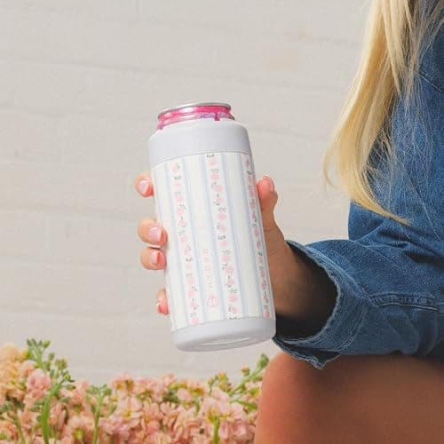 HydroJug Slim Can Cooler 12 oz, Stainless Steel Can Holder, Primrose | Fits 12 oz slim cans, double-wall insulated, snug fit wings, screw-top lid, cup holder friendly, dishwasher safe thumbnail 2
