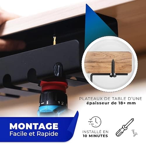 HOMEPROTEK Chemin de Cable Management Bureau pour Une Gestion de câbles ordonnée - Goulotte Passe Cable Bureau Durable - Kit Câble Management Haute Qualité avec Installation Facile (x2 Noir) thumbnail 6