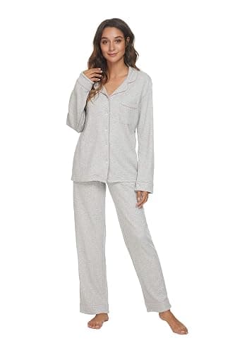 HEARTNICE Womens Pajama Set, Soft Long Sleeve Pajamas & Long Pants with Pockets, Warm Button-up Sleepwear Lounge Pjs thumbnail 5
