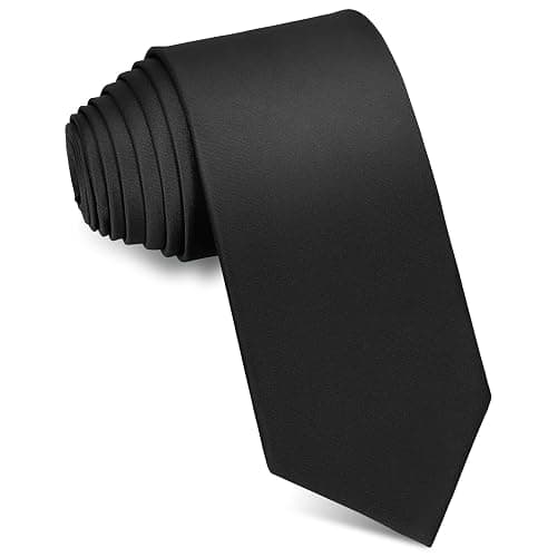 Puistr Men's Tie Pure Color 3.15" (8CM) Necktie Black Ties For Men | Plain Necktie for Formal Business Wedding thumbnail 2