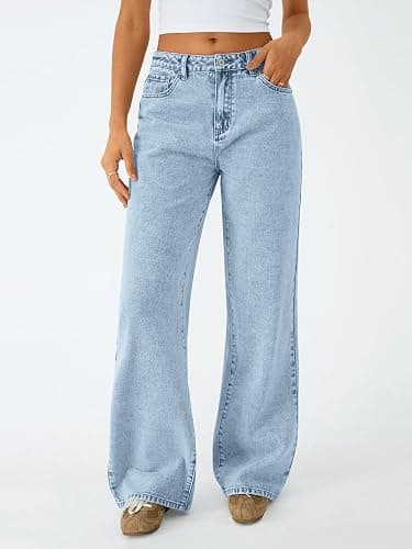 Trendy Queen Jeans for Women Wide Straight Leg High Waisted Stretchy Baggy Jeans Fashion Loose Denim Pants Fall 2025 thumbnail 2