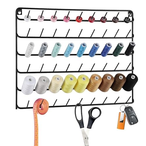 YBING Thread Holder Wall 2 Pack 54 Spools Thread Rack Wall Mount Embroidery Spool Thread Organizer Metal Sewing Thread Organizer with Hanging Tools for Quilting thumbnail 5