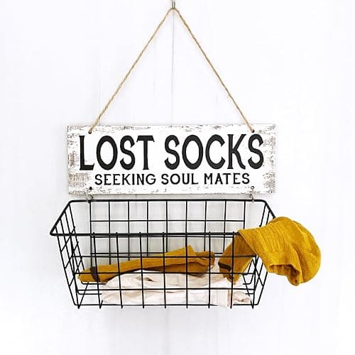 Togestar Lost Socks Laundry Sign And Basket, Wall-Mounted Lost Sock Organizer, Laundry Room Organization thumbnail 4