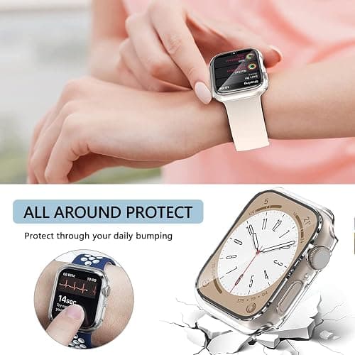 Unnderwiss 2 Pièces Transparent PC Coque Compatible avec Apple Watch Serie Watch 40mm Series 6 5 4 Se avec Protection ecran en Verre Trempé,HD Clair Ultra Mince Anti-Choc Protection iWatch (40mm) thumbnail 7