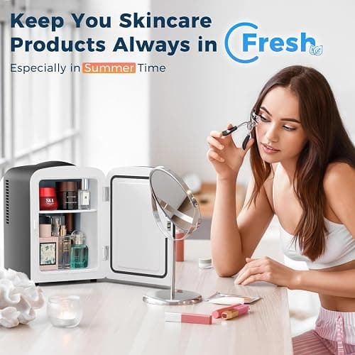 Antarctic Star Compact Refrigerator, Portable Mini Fridge, Skin Care 4L Capacity/6 Cans, for Bedroom, Car, Office & Dorm, Small Cooler for Cosmetics, Beverage and Food, Black thumbnail 5
