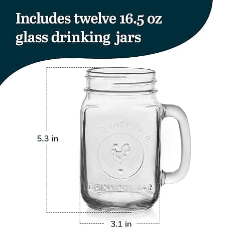 Libbey County Fair Glass Drinking Jars, 16.5-ounce, Set of 12 thumbnail 2