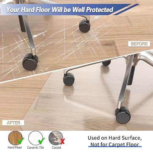 Amyracel Office Chair Mat, 30" x 48" Easy Glide Plastic Floor Mat, Clear Computer Desk Chair Mat for Hardwood Floor thumbnail 2