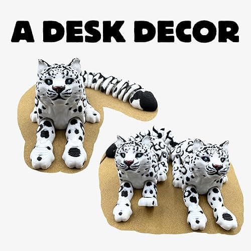 Yipintang 3D Printed Creature Flexible Animals - 8 Inches Fidget Animal for Desk Décor (Snow Leopard) thumbnail 5