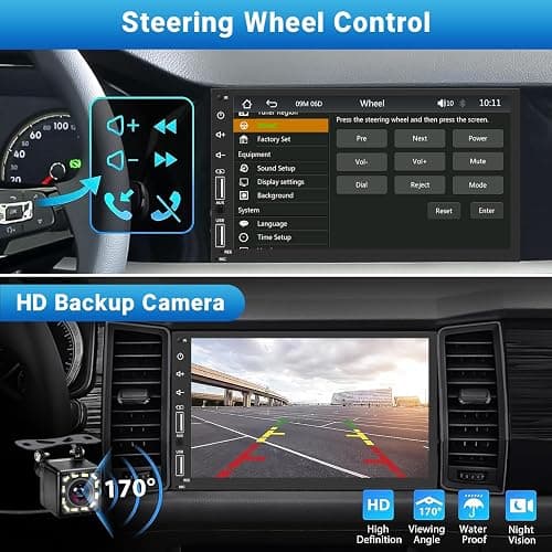 Leadfan Double Din Car Stereo Radio Support Apple Carplay&Android Auto, 7inch HD Touchscreen Double Din Radio with Bluetooth, Car Audio Receivers, Camera, MirrorLink, FM Radio, 2 USB/TF/AUX/Subwoofer thumbnail 4
