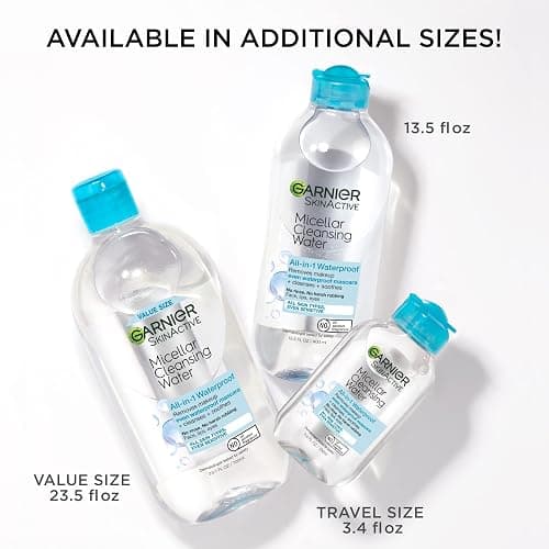 Garnier Micellar Water For Waterproof Makeup, Hydrating Facial Cleanser & Makeup Remover, Suitable for Sensitive Skin, Vegan, Cruelty Free, 13.5 Fl Oz (400mL), 1 Count thumbnail 9