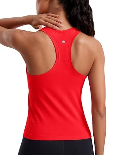 CRZ YOGA Seamless Crewneck Tank Tops for Women - Workout Athletic Running Gym Sleeveless Shirts Racerback Breathable Tee - Image 1