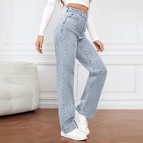 Slakkenreis Woman Wide Leg Jeans High Waisted Baggy Jeans Trendy Y2K Boyfriend Jean Casual Stretchy Denim Pants with Pocket thumbnail 3