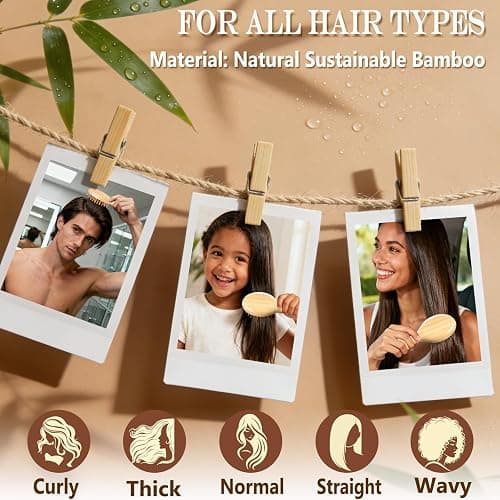 Sofmild Mini Detangling Hair Brush for Women/Kids Wet Curly Hair - Small Compact Travel Size Bamboo Brush for Purse, Vacation & Car, All Hair Types thumbnail 4