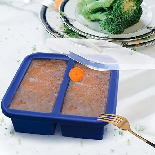 Kinggrand Kitchen 2 Cup Silicone Freezer Molds 2 Pack Silicone Freezer Tray with Lid Make 4 Perfect 2-Cup Portions - Easy Release Molds for Food Storage & Freeze Soup, Broth, Stew or Sauce thumbnail 2