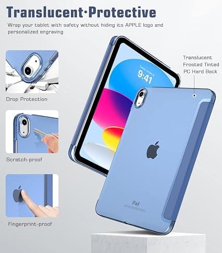TiMOVO Case for iPad (A16) 11th Generation 11 Inch 2025/iPad 10th Generation 10.9 Inch 2022, Slim Stand Cover with Hard Translucent Back, Support Touch ID, Auto Wake/Sleep, Abyss Blue thumbnail 3