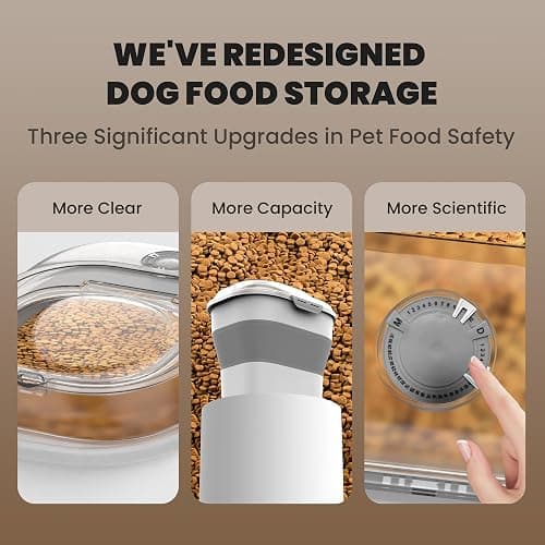DDMOMMY 32-35 Lbs Dog Food Storage Container,Collapsible Dog Food Container with Transparent Airtight Lid,Wheels,Date Track,Pet Food Storage Container for Rice,Flour,Sugar,Scoop And 2PCS Containers thumbnail 7