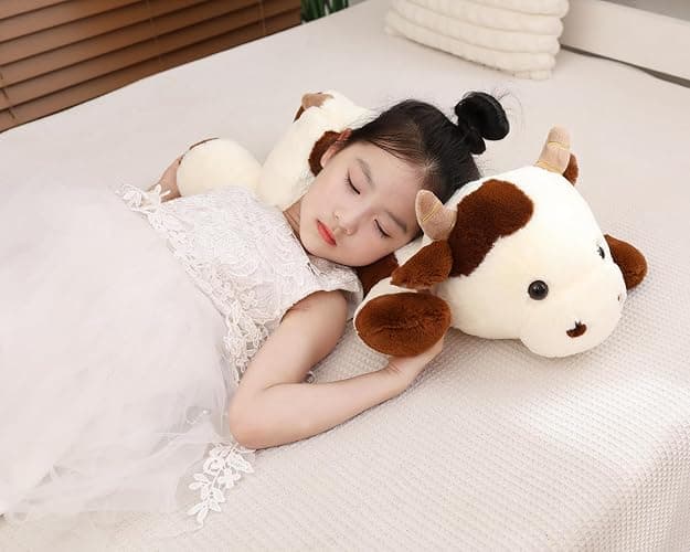 YESGIRL 25.6 inch 5 lbs Cow Weighted Stuffed Animals, Large Weighted Plush Animal, Cute Plush Toy Pillow, Soft Kawaii Plushie Gifts for Adults, Kids, Boys and Girls(Off-White) - Weighted Cow Off-white thumbnail 2