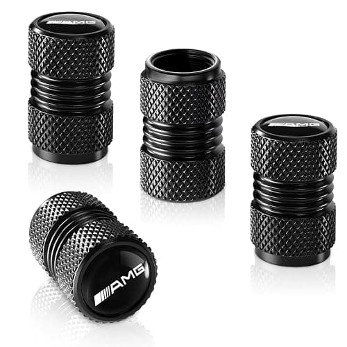 TACOMA Tire Valve Stem Cap Cover for Mercedes Benz AMG Belt O-Ring Seal Corrosion Resistant Tire Valve Stem Air Cap 4 Pack Black - Image 1