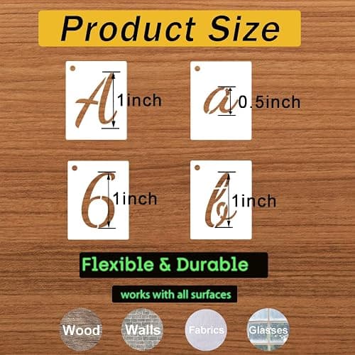 DZXCYZ 1 Inch Letter Stencils Kits, 66 Pcs Calligraphy Alphabet and Number Stencil for Painting on Wood, Reusable Plastic Art Craft Cursive Lettering Template Upper and Lower case thumbnail 4