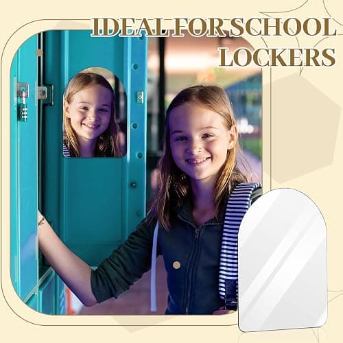 Yalikop Magnetic Locker Mirror 7" x 5" Small Mirror for Locker(Arch) | with 2 Magnetic Backing, Acrylic, Glassless Safety, Frameless, for School Locker, Bathroom, Workshop Toolbox, Office Cabinet thumbnail 4