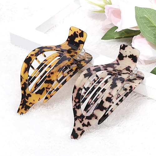 2 Pack French Flat Hair Clips for Women, Celluloid Leopard Print Barrettes, Nonslip Claw Clips, Side Slide Volume Clips for Girls thumbnail 4
