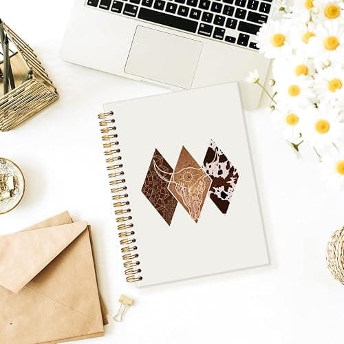 Wheatwin Cowgirl Notebook Journals, Western Office Supplies, Western Gifts for Women, Retro Western Cow Cowgirl Gifts, Hardcover Spiral Notebook 5.5x8.3 thumbnail 2