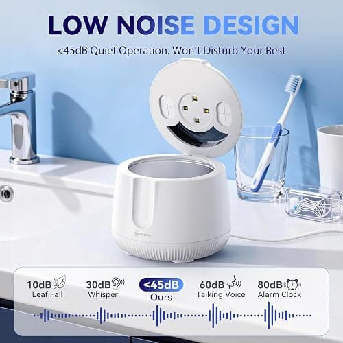 Ultrasonic Retainer Cleaner Machine 48kHz, Dental Ultrasonic Care Cleaner | Ultrasonic Retainer Cleaner for Dentures, Aligners, Mouth Guards, Toothbrush Heads and Jewelry with 200ML Capacity thumbnail 6