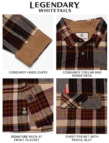 Legendary Whitetails Men's Flannel Shirt Long Sleeve Button Down 100% Cotton thumbnail 5