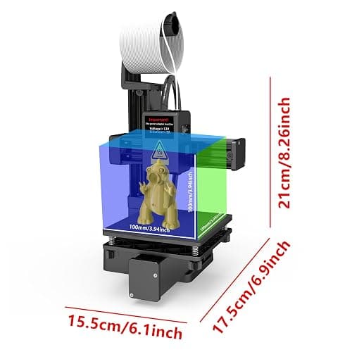 Portable 3D Printer - Compact FDM 3D Printer with Removable Build Plate, PLA & TPU Filament Compatibility, 0.4mm Nozzle, 100x100x100mm Build Volume, Easy-to-Use Design for Beginners thumbnail 2