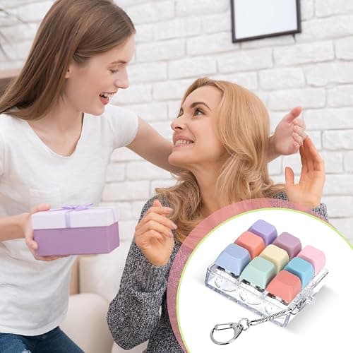 Keyboard Fidget Toy, Fidget Clicker Keychain Stress Relief Button Toy for Adults, Colorful Macaron Stress Relief Gifts for Stress Relief and Pass Time thumbnail 6