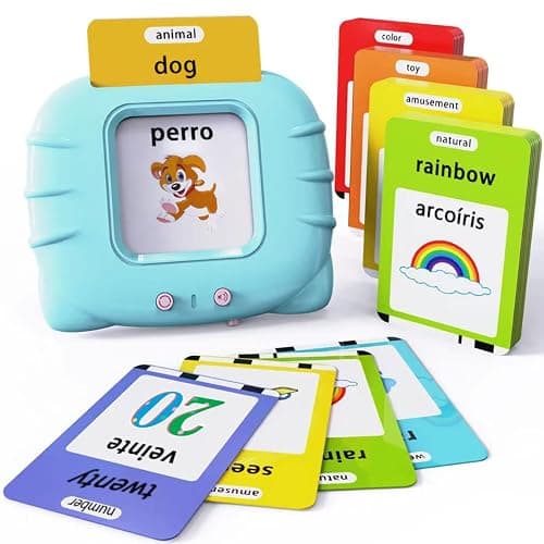 Lapare Spanish and English Bilingual Audible Flash Cards Toy with Music, Learn Spanish and English for Kids, Niñas, Niños, Bebes - Image 1