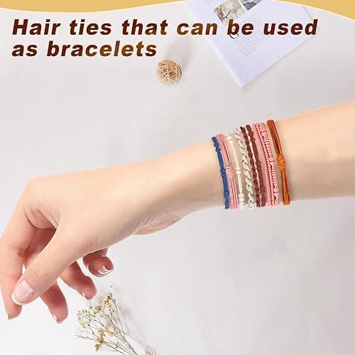 48 PCS Boho Hair Ties, Elastic Hair Tie Bracelets for Women, Cute Hair Ties No Damage, Ponytail Holders for Girls with Thick and Thin Hair - Multicolor thumbnail 5
