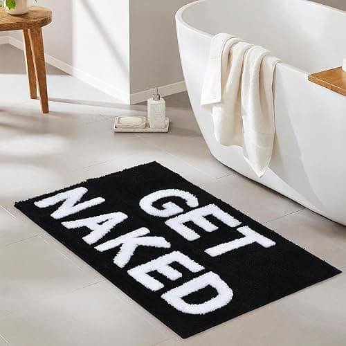 Zeeinx Get Naked Bath Mat Cute Bathroom Rugs Non Slip Microfiber Bath Rugs Funny Bathroom Decor Machine Washable Black Bath mat for Tub and Shower,16”x24” thumbnail 6