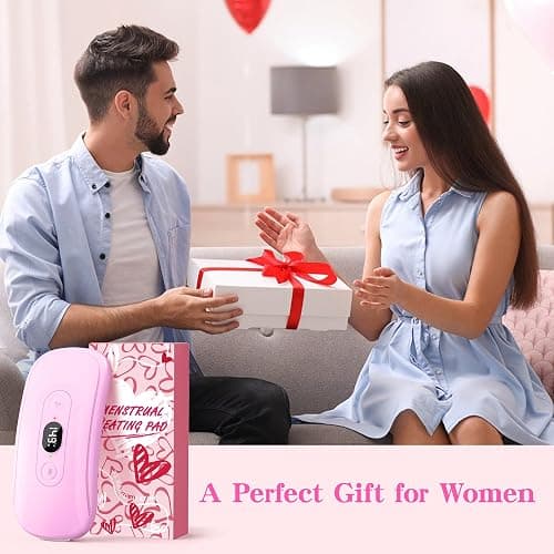 Portable Heating Pad Period Cramps: 2 Timer 6 Heat Levels 6 Vibration Modes Cordless Electric Heating Pad for Back Pain Relief Menstrual Heating Pad Christmas Stocking Stuffer Pink thumbnail 7