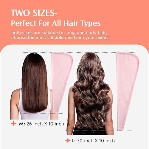 YFONG 2 Pack Microfiber Hair Towel Wrap for Women, Super Absorbent Quick Dry Hair Turban for All Hair Style Anti Frizz, Large Hair Drying Towel with Button thumbnail 4