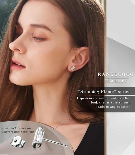 Raneecoco 4.0ct Total Emerald Cut Cubic Zirconia CZ Earrings Stud / 18K Gold Plated Sterling Silver thumbnail 2