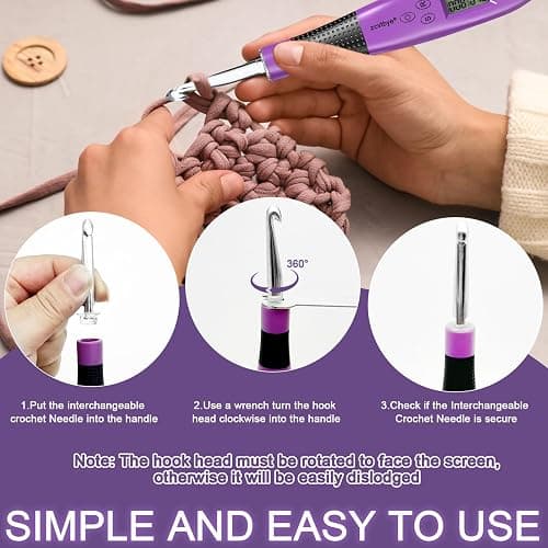 Counting Crochet Hook Set with Light & Counter -18 Size Light up Crochet Hooks - Ergonomic for Arthritic Hands, Digital Stitch & Row Counter - Interchangeable Hooks Kit - Perfect Gift thumbnail 4