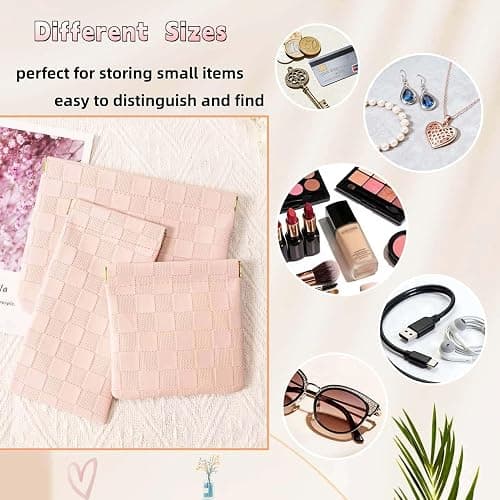 FeciFeco Small Makeup Bag for Purse, Pencil Case, Mini Cosmetic Bags for Women, Coin Purse Organizer, Lipstick Cosmetic Accessories Organizer, Small Travel Kit Storage Pouch (Multi-size-Black) thumbnail 6