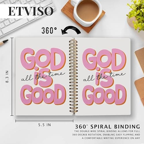 ETVISO Pink Bible Journal Notebook for Women, Inspirational Christian Gifts for Women, Prayer Bible Supplies Journal, Church Notes Notebook, Cute Preppy Aesthetic Hardcover Spiral Notebooks 5.5x8.3 thumbnail 3