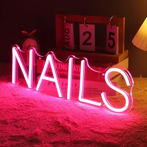 Britrio LED NAILS Neon Sign Light Pink Nails Spa Beauty Salon Studio LED Wall Art Decor Sign for Business Stores Logo Barber Shops Indoors Nail Tech Gift 5V USB Powered with Dimmer Switch 15.75 IN thumbnail 5