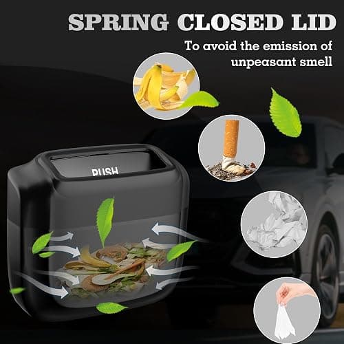OUDEW 2 Packs Car Trash Can with Lid，Built-in Storage Garbage Bag，Leakproof Vehicle Trash，Car Accessories for Interior,Mini Garbage Bin for Automotive, Office, Kitchen,Bedroom，with 60pcs Trash Bags thumbnail 3