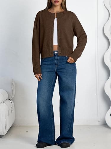 LILLUSORY Womens Cropped Cardigan Sweaters Lightweight Fall Crop Cotton Knit Y2k Outfits Fashion Button Up Clothes 2025 thumbnail 6