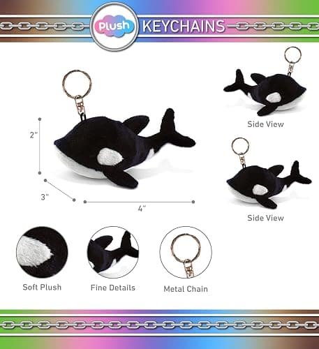 DolliBu Killer Whale Plush Keychain Stuffed Animal Toy, Bag Charm, 4 Inches | novelty keychain accessories for purse, charm backpack keychain for women, cute gifts, sea animal purse decor, ocean animal thumbnail 3