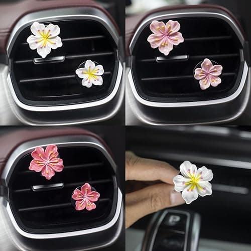 Cute Car Air Fresheners Vent Clips 6 PCS, Flower Air Vent Clips Pink Car Accessories Interior Aesthetic Women Automobile Air Conditioning Vents Decorations thumbnail 7