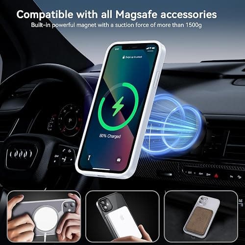ottpluscase for iPhone 11 case, iPhone 11 Phone case for MagSafe with Screen Protector, Military-Grade Protection, Transparent Back Hybrid Magnetic Slim Phone Cover for iPhone 11 6.1", White thumbnail 3