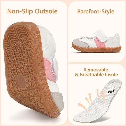 WIDE TOE BOX Toddler Girl Mary Jane Classic Sneakers Barefoot Walking Shoes for School with Hook and Loop thumbnail 8